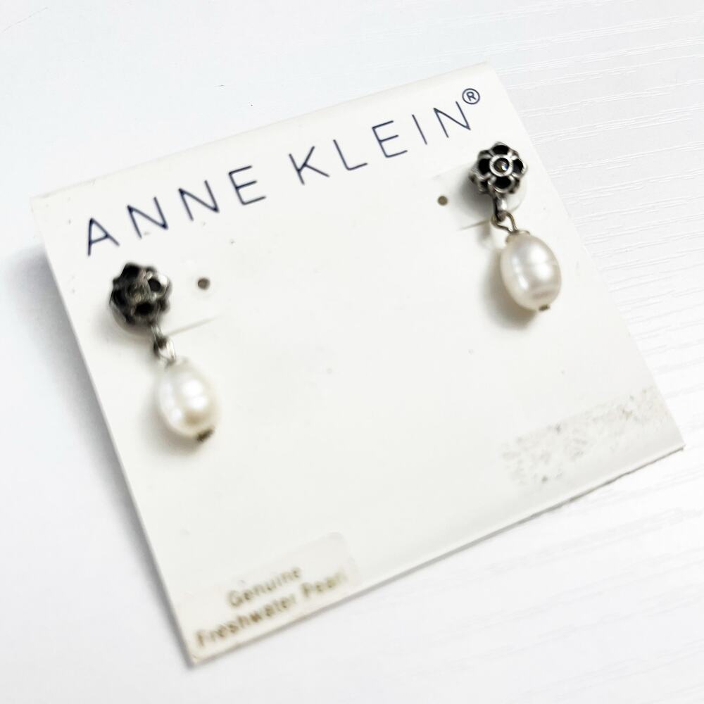 Vintage Anne Klein Genuine Freshwater Pearl Drop Earrings